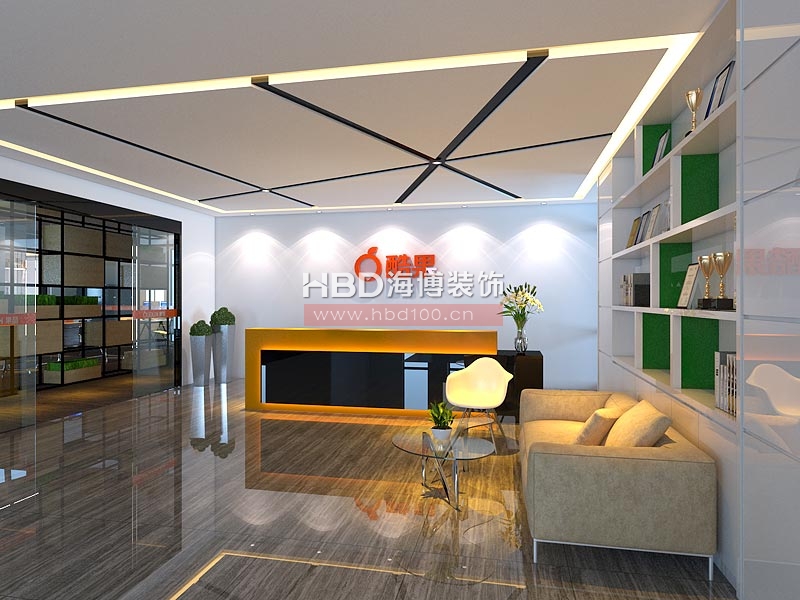 酷果科技辦公室裝修案例 前臺設(shè)計